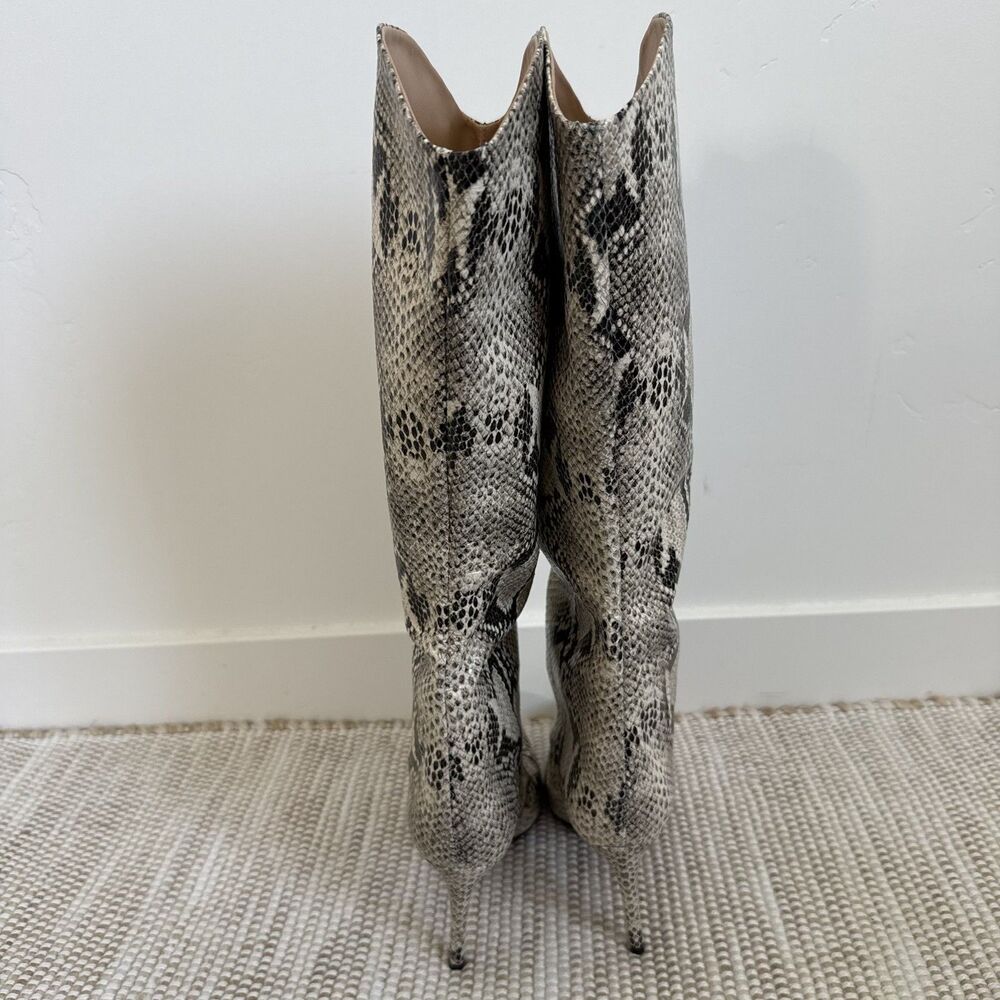 Schutz Maryana Pointed High Heel Tall Faux Snakeskin Leather Boots Size 7.5B - Picture 8 of 14